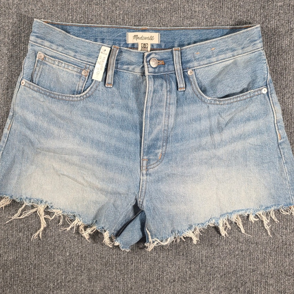 Madewell Relaxed Denim Shorts Light Wash Blue Frayed Hem MD739 Size 27
